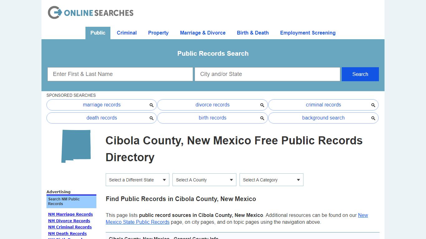 Cibola County, New Mexico Public Records Directory